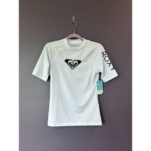 NWT Roxy Whole Hearted Short Sleeve Rashguard White Size Small